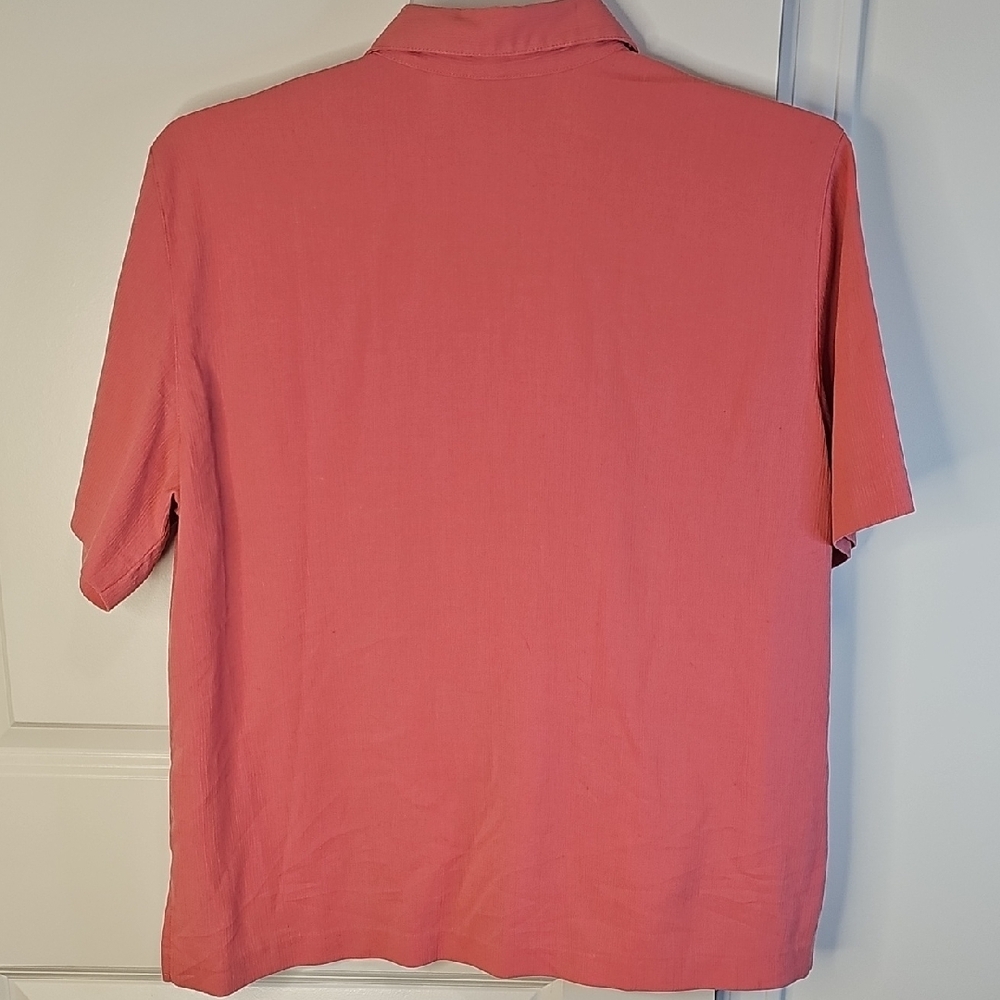 Alfred Dunner Coral Button-Up Blouse Embroidered Size 16 - Picture 3 of 10